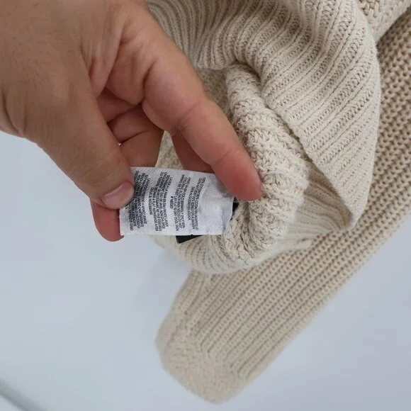 RRL Ralph Lauren sweater mens large Shawl Collar Cotton Knit beige jumper - Picture 6 of 13